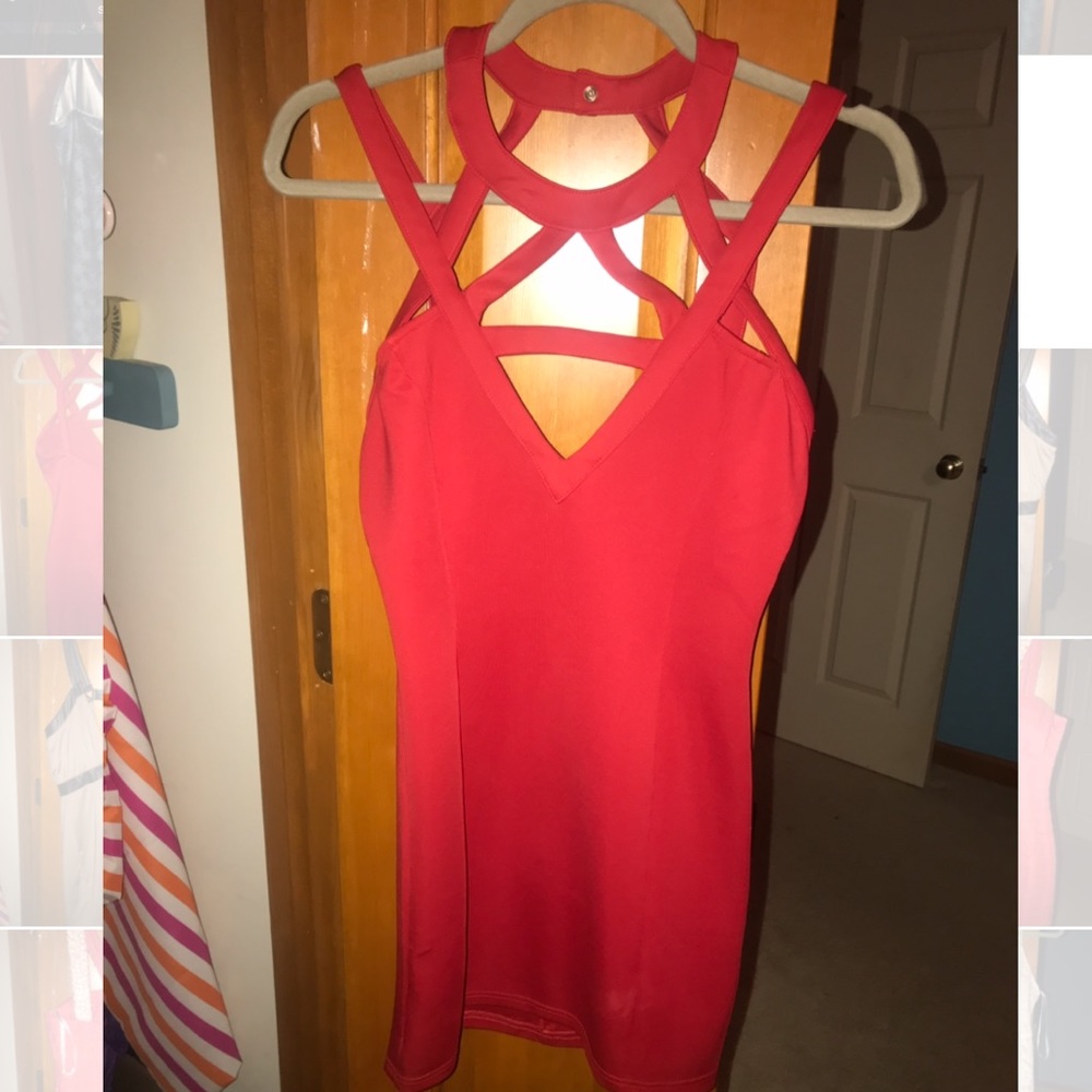 Red Cross cross bodycon dress